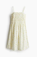 Robe en coton à corsage nid d'abeille