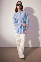 Linen-blend Pullover Shirt