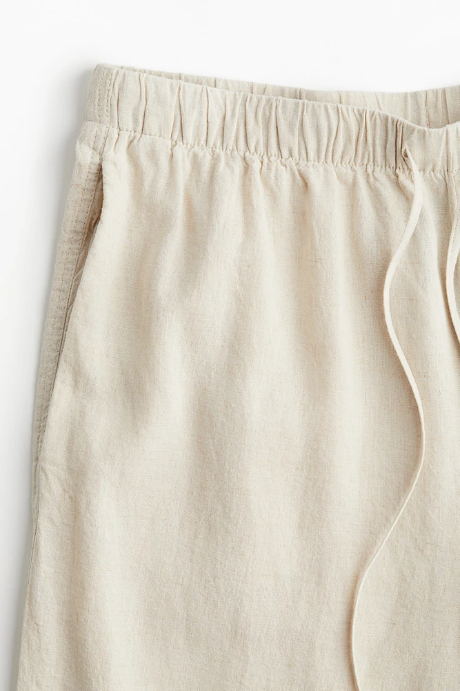 Wide-Leg Linen-Blend Pants