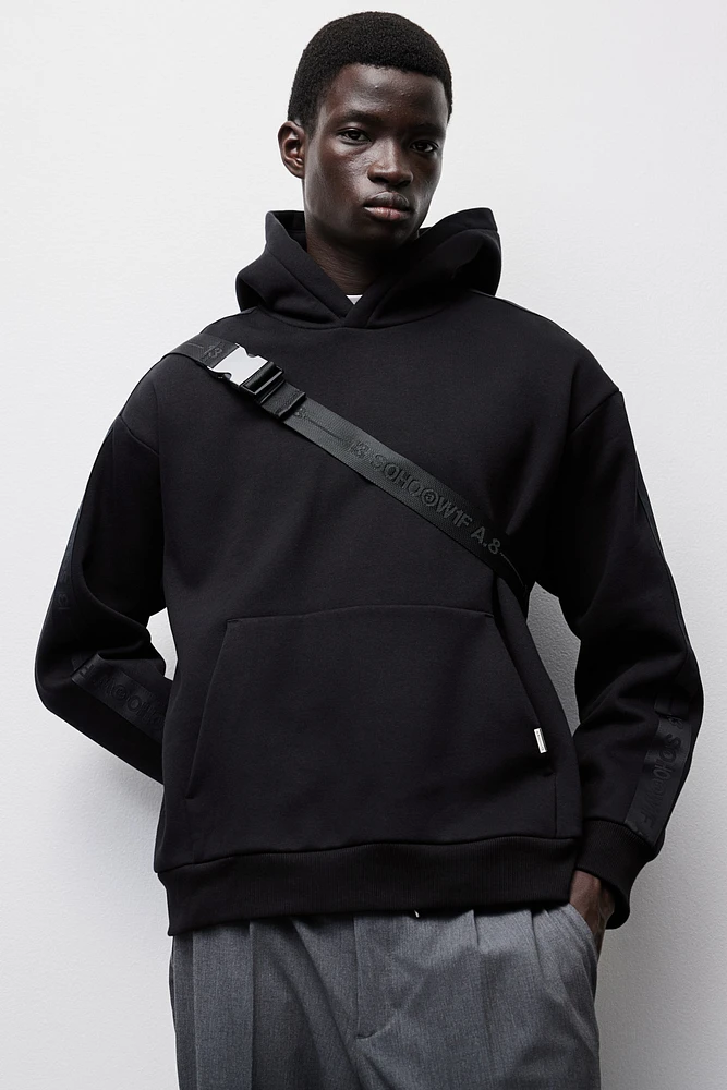 Loose Fit Hoodie with Side Stripes