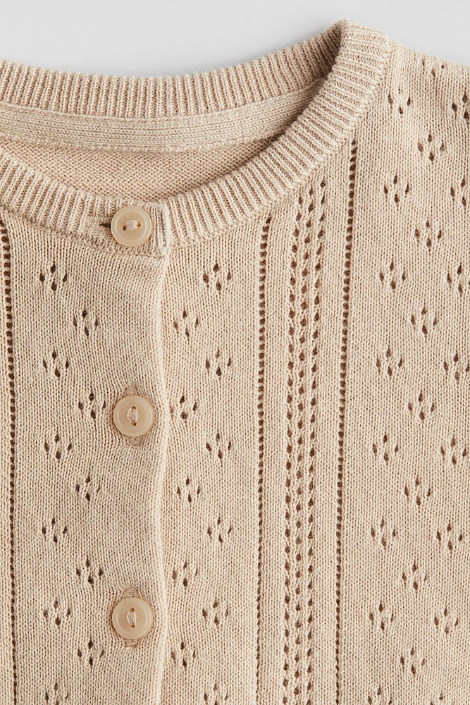 Pattern-knit Cotton Cardigan
