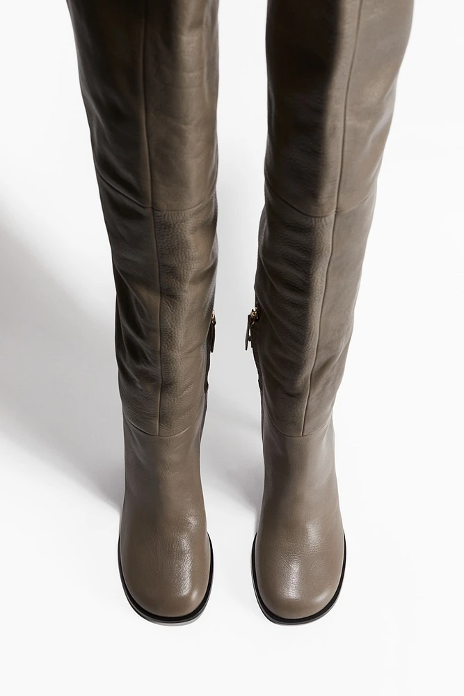 Over-the-knee Leather Boots