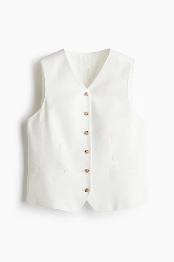 Linen-Blend Suit Vest