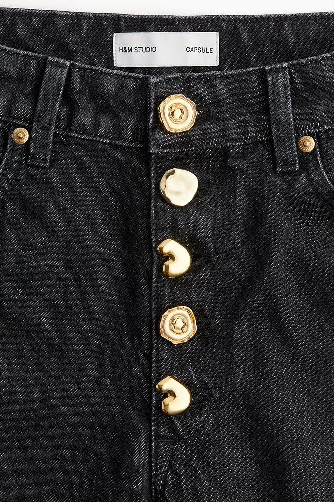 Wide Statement-Button Jeans