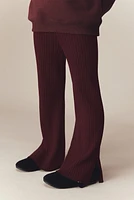 Flared Rib-Knit Pants