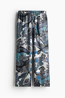 Abstract-Patterned Silk Pajama Pants