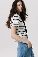Tie-Detail Rib-Knit Top