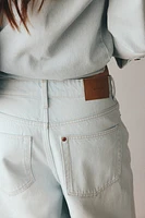 High-Waist Knee-Length Denim Shorts
