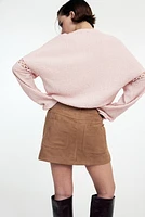 Lace-Inset Crinkled Blouse
