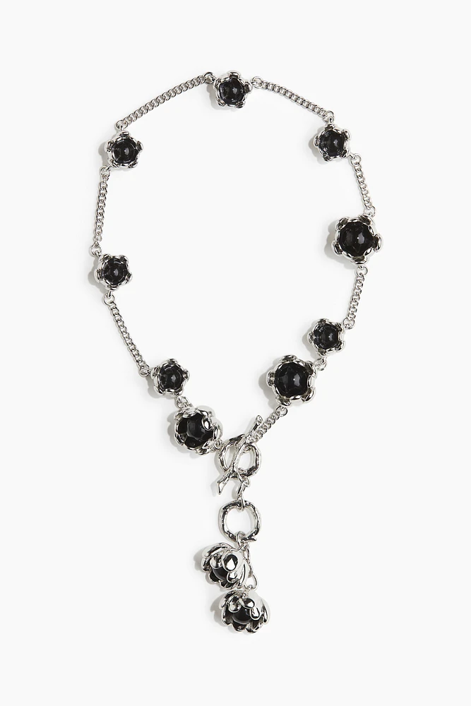 Floral-Detail Lariat Necklace