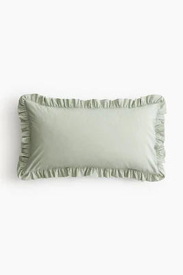 Ruffle-Trimmed Cotton Cushion Cover