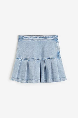 Pleated Denim Skirt