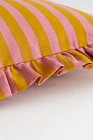Housse de coussin volantée en coton