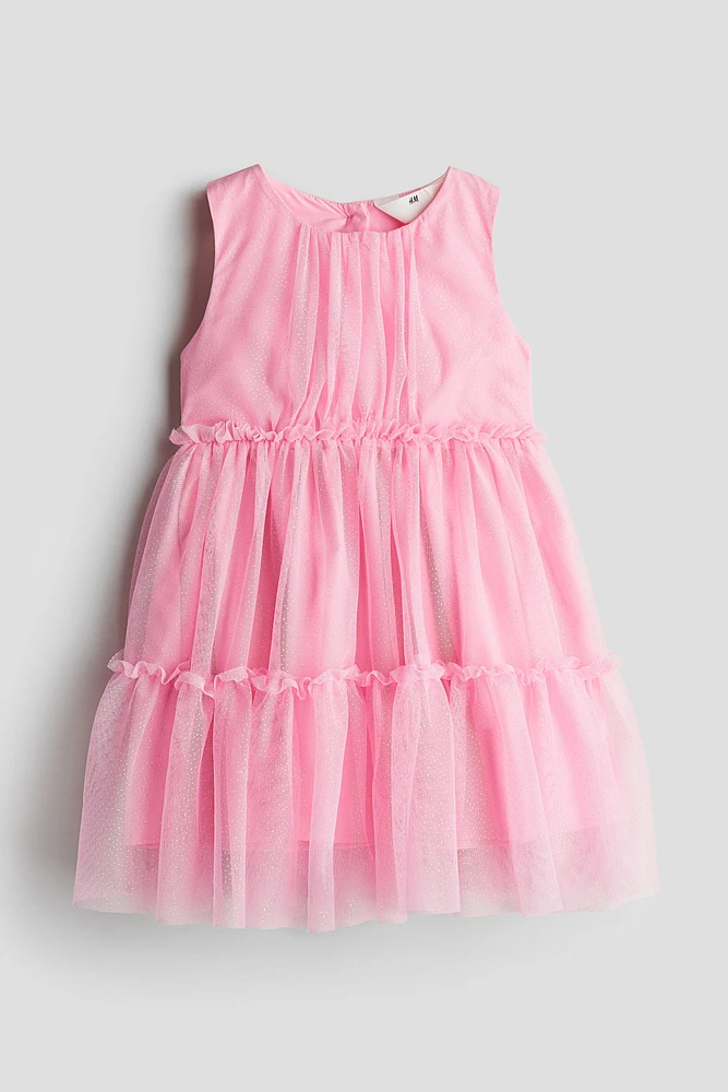 Ruffle-trimmed Tulle Dress