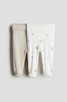 Lot de 2 leggings en coton avec pieds fermés