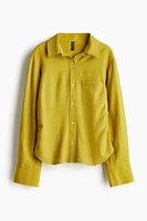 Gathered linen-blend shirt