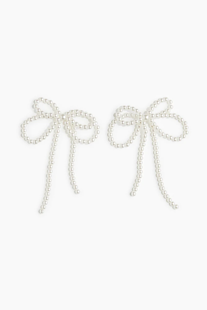 Beaded Bow-Shaped Earrings