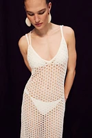 Hole-Knit Mini Beach Dress