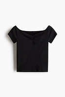 Ribbed Boat-Neck Top