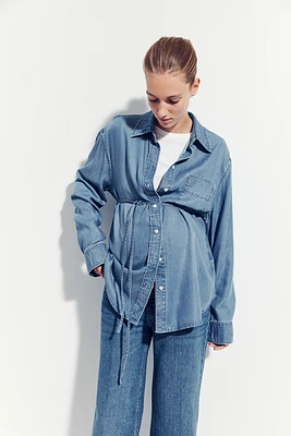 MAMA Chemise en denim avec ceinture à nouer