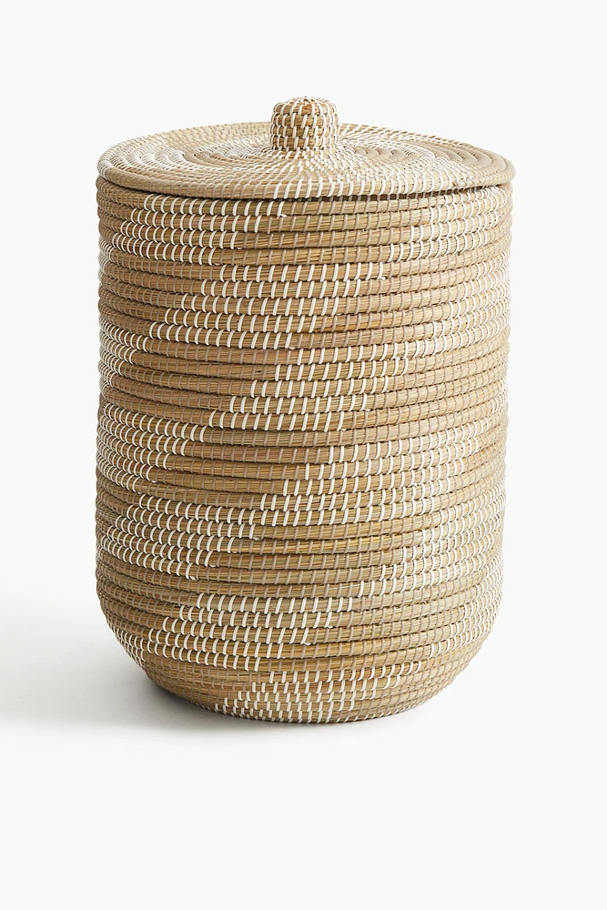 Patterned Straw Laundry Basket