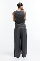 Wide-Leg Twill Pants