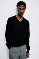 Slim Fit Fine-Knit V-Neck Sweater