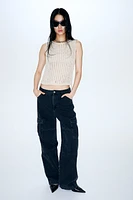 Ladder-stitch-look Knit Sleeveless Top