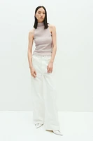 Glittery Mock Turtleneck Sleeveless Top