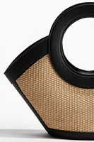 Coated-Detail Straw Handbag