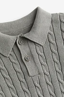 Cable-knit Polo Sweater