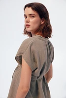 MAMA Tie-Belt Muslin Blouse
