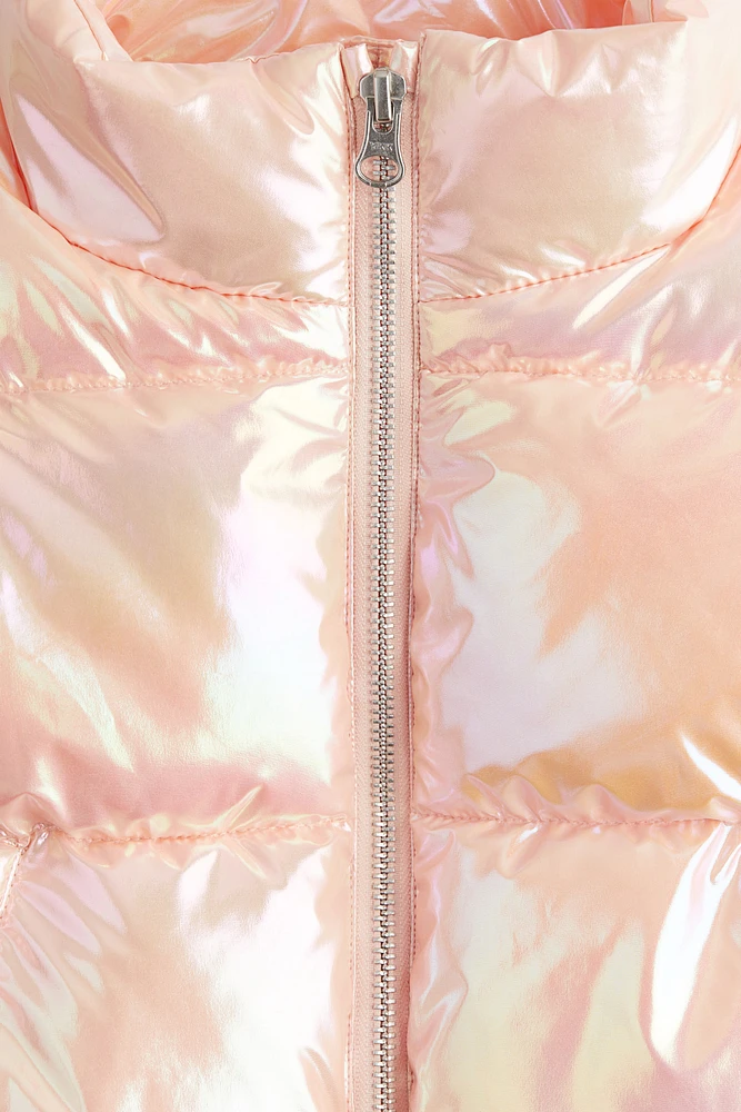 Iridescent puffer gilet