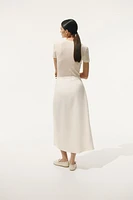 Linen-Blend Wrap Skirt