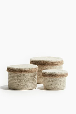 Lot de 3 boîtes de rangement en jute