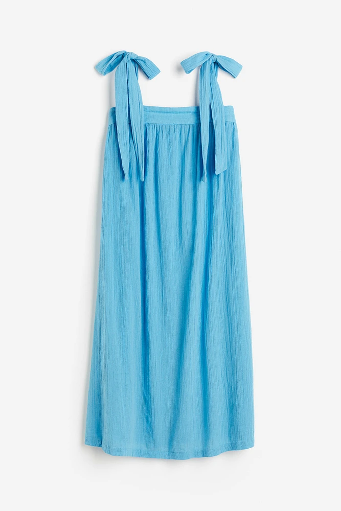 Cotton Dress with Tie-top Shoulder Straps