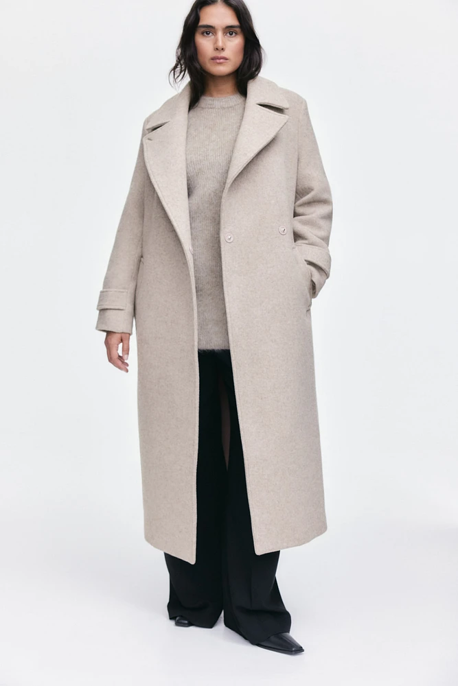 Wool-Blend Tie-Belt Coat