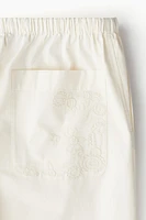 Embroidered Cotton Pull-On Pants