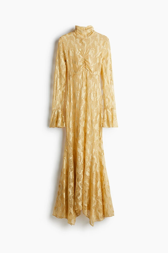 Mock Turtleneck Lace Maxi Dress