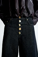 Wide Statement-Button Jeans