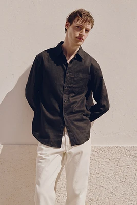 Regular-Fit Linen-Blend Shirt