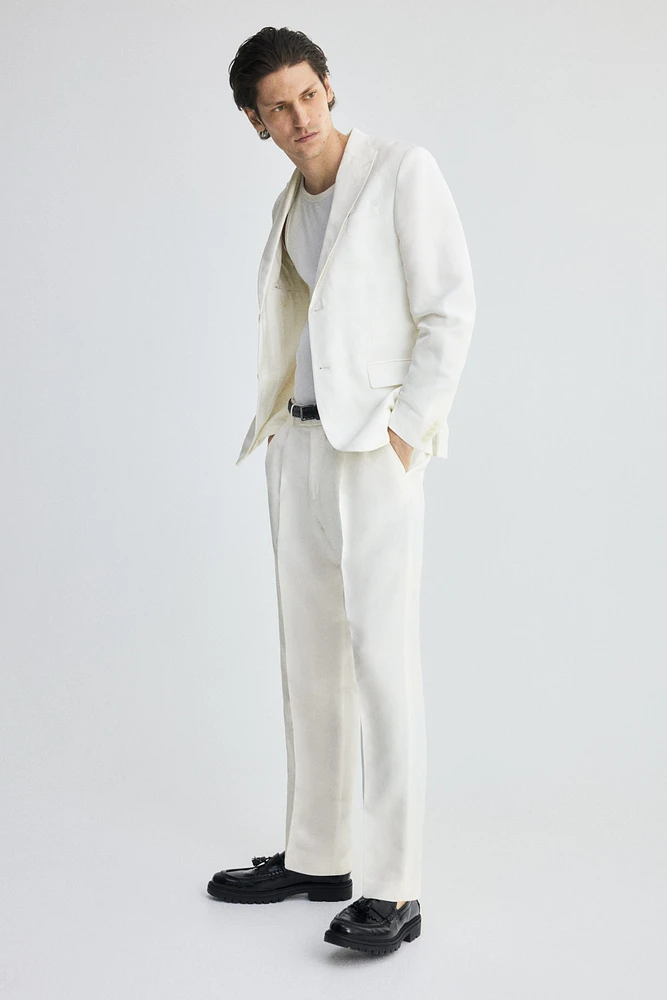 Regular-Fit Linen-Blend Suit Pants