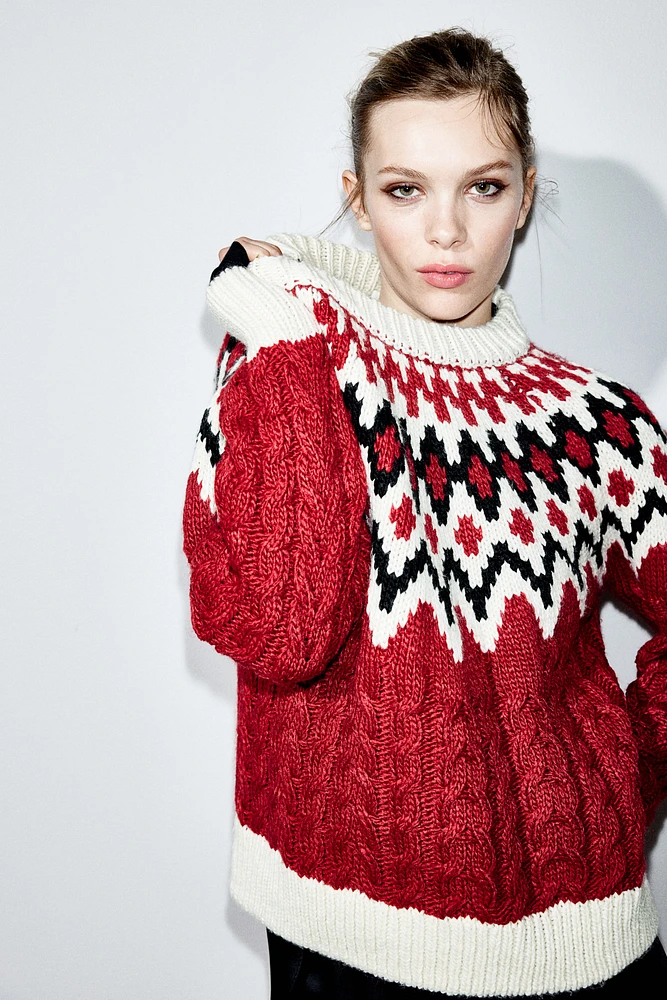 Mixed-Knit Sweater