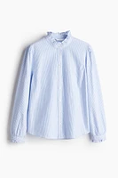 Ruffle-trimmed Oxford Blouse