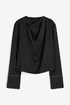 Cowl-neck Satin Blouse