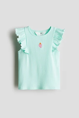 Embroidered-Motif Tank Top