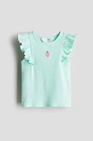 Embroidered-Motif Tank Top