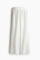Foldover-Waist Linen-Blend Pants
