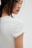 T-shirt côtelé avec dentelle