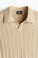 Regular-Fit Cable-Knit Polo Shirt